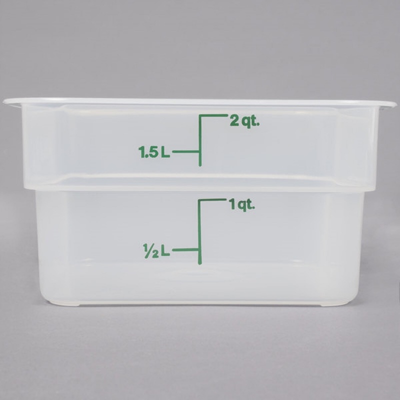 2 Qt. Square Translucent Food Storage Container with Kelly Green Graduations