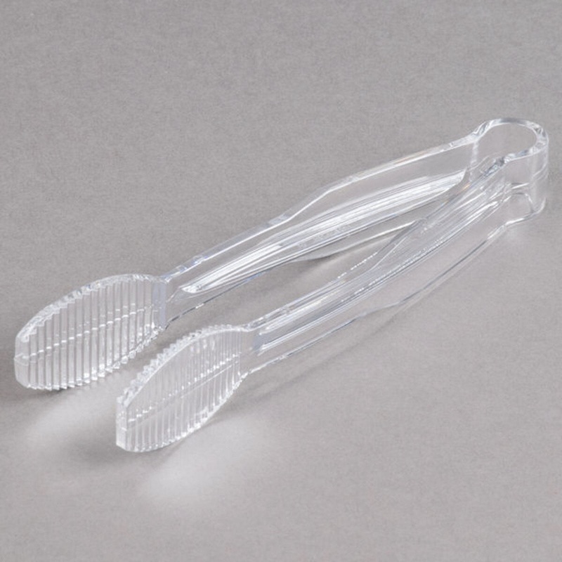 6 Clear Flat Grip Plastic Tongs