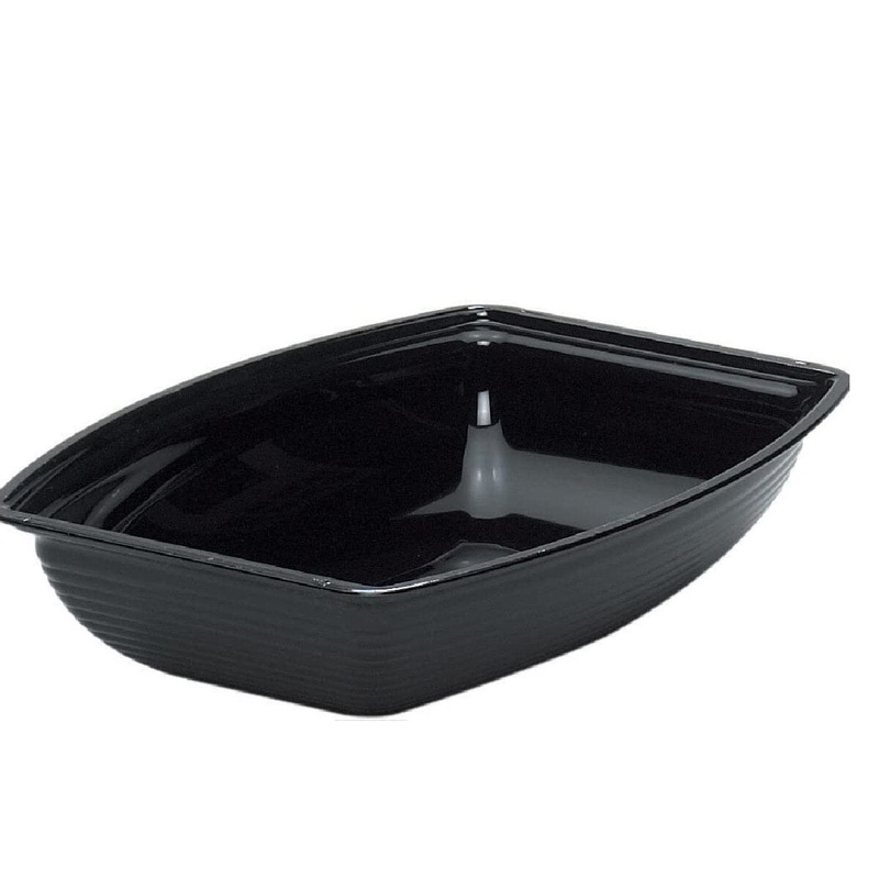 Black Rectangular Ribbed Bowl