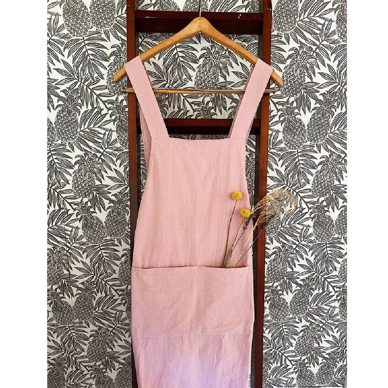 Cross Back Apron- Rose Pink
