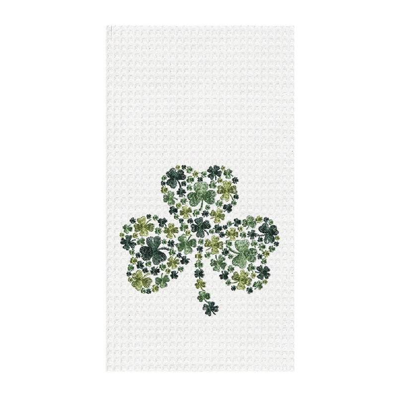 Irish Shamrock Waffle Weave Kitchen Towel