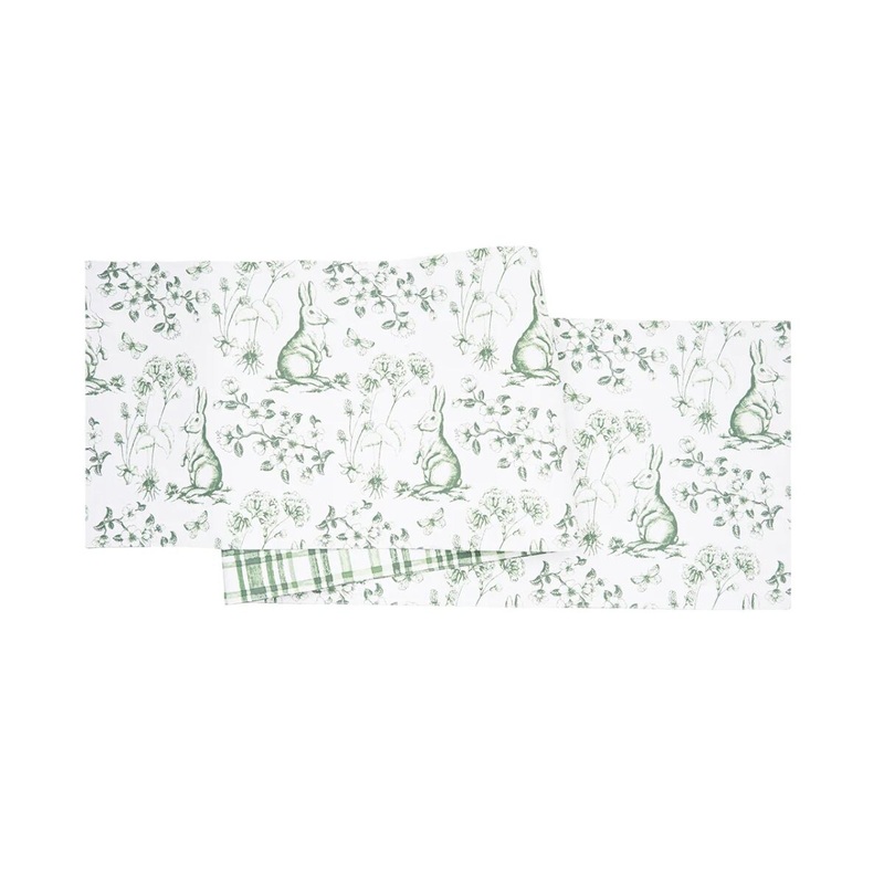 Spring Green Bunny Toile Runner