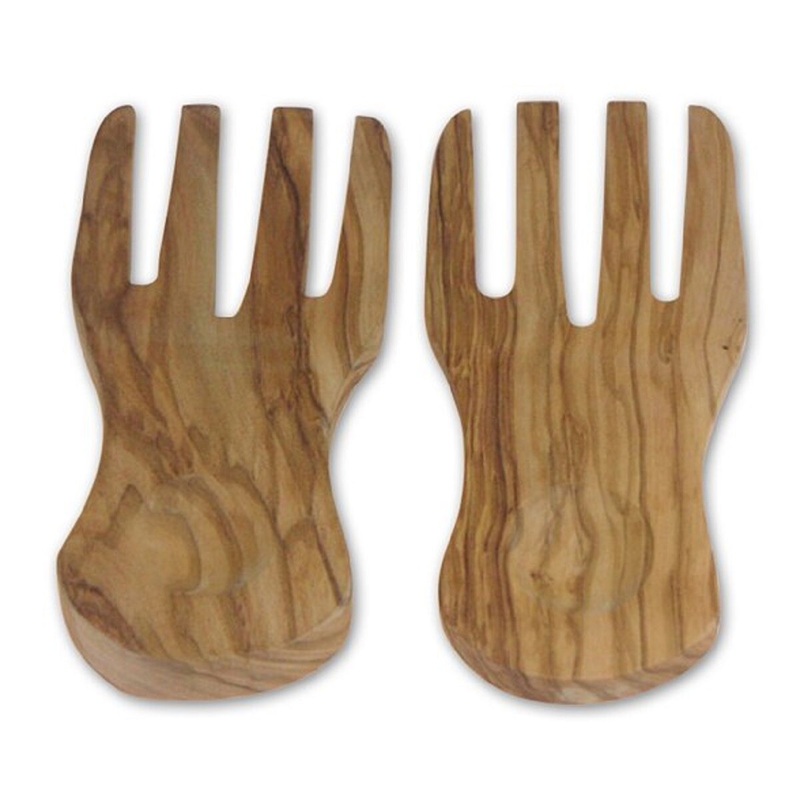 7.75 Olivewood Salad Serving Hands