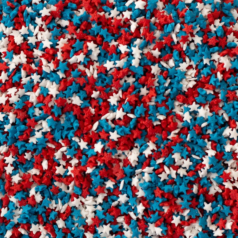 Mini Red, White and Blue Stars Confetti Sprinkles – 1/2 Lb