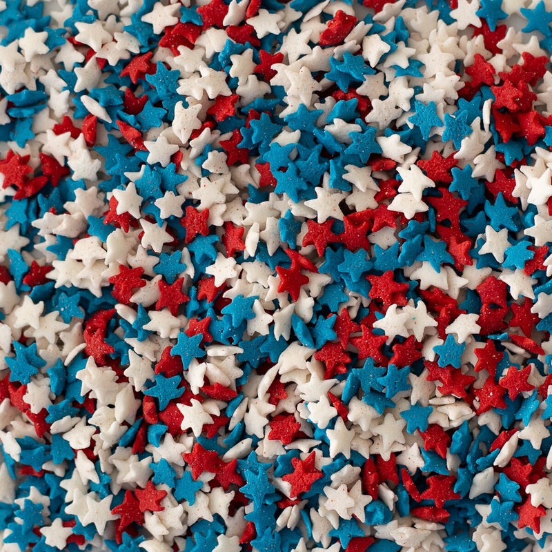 Red, White and Blue Stars Confetti Sprinkles – 1/2 Lb