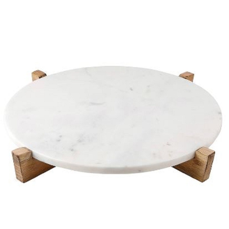 14 Marble Tray and Natural Mango Wood Stand