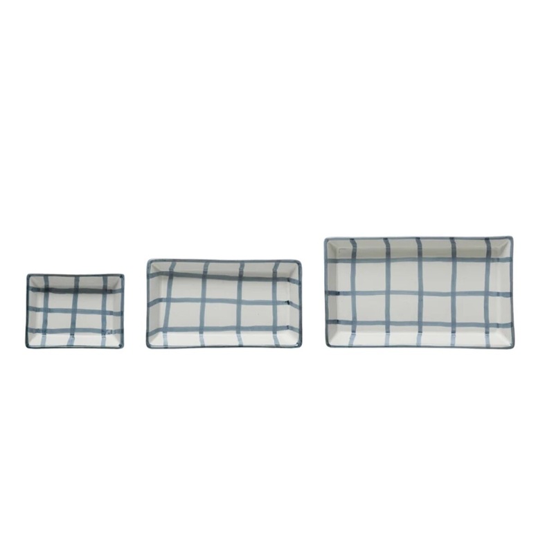 3pc Stoneware Tray Set