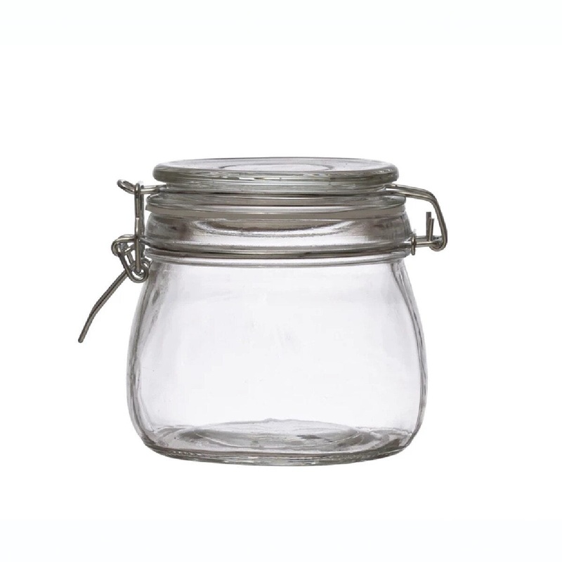 4-1/4 Round x 4H 16 oz. Glass Jar w/ Clamp Lid