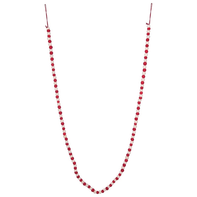 72L Wool Felt Ball Garland, Red & White