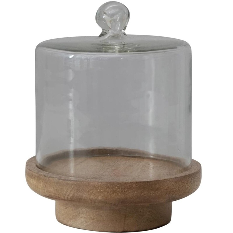 Cloche w/Footed Wood Base