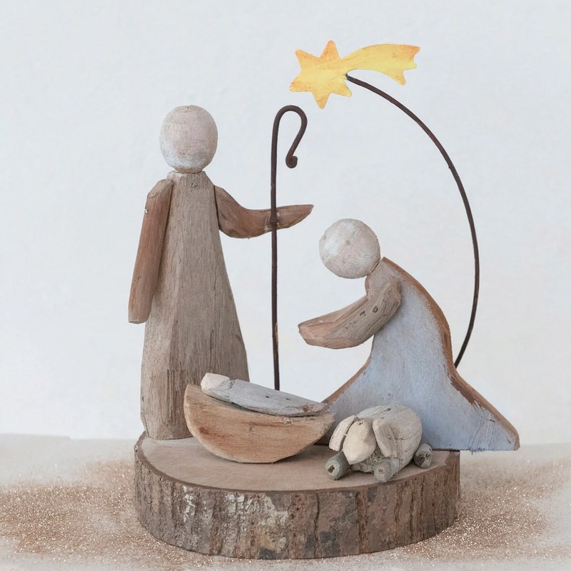 Driftwood Nativity w/ Metal Accents