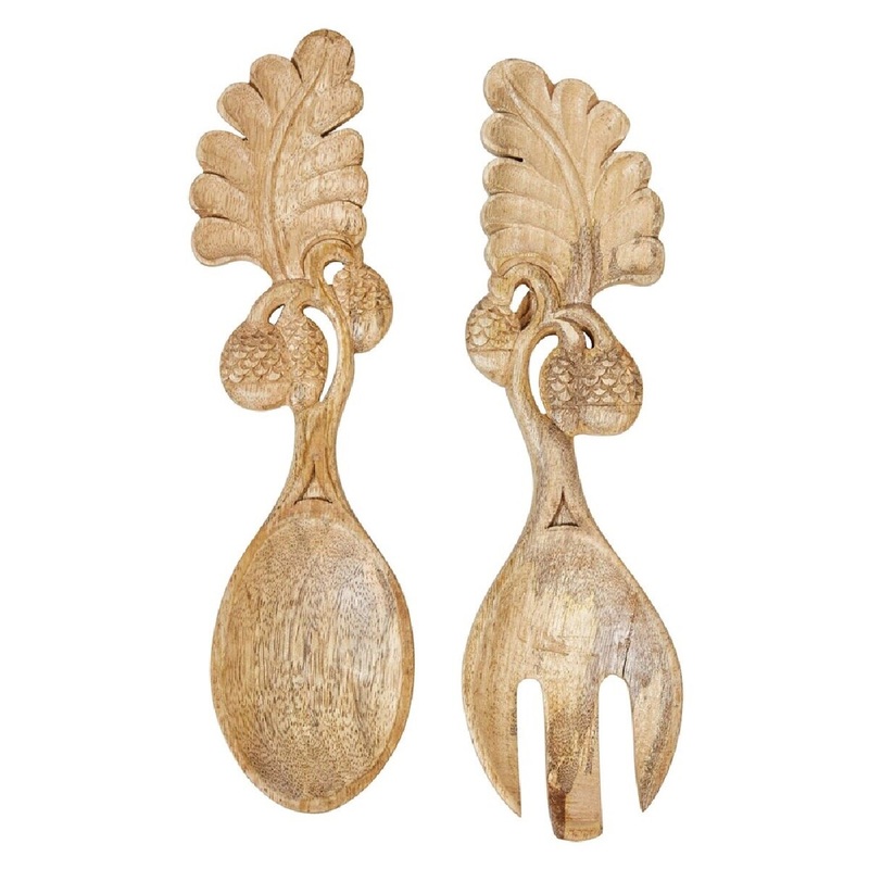 Fall Mango Wood Salad Servers