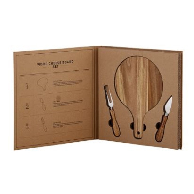 Wood Cheese Board Cardboard Book Set