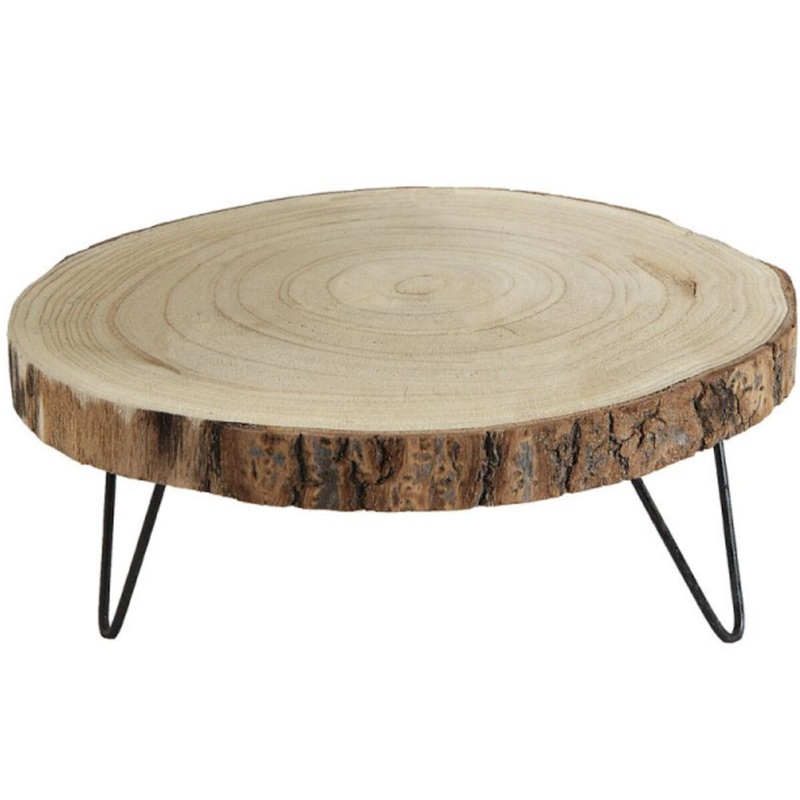 Wood Pedestal with Metal Legs 11 Round