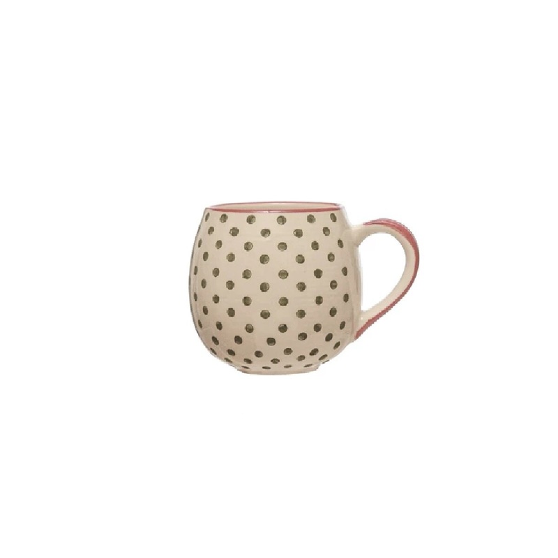 12 oz. Hand-Painted Stoneware Mug with Pattern