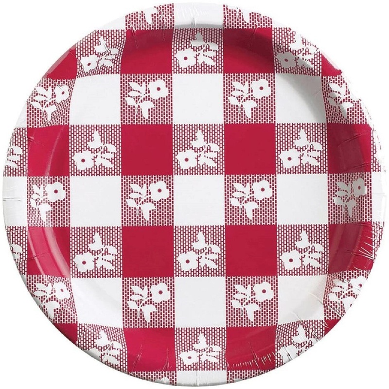 7 Red Gingham Paper Plate