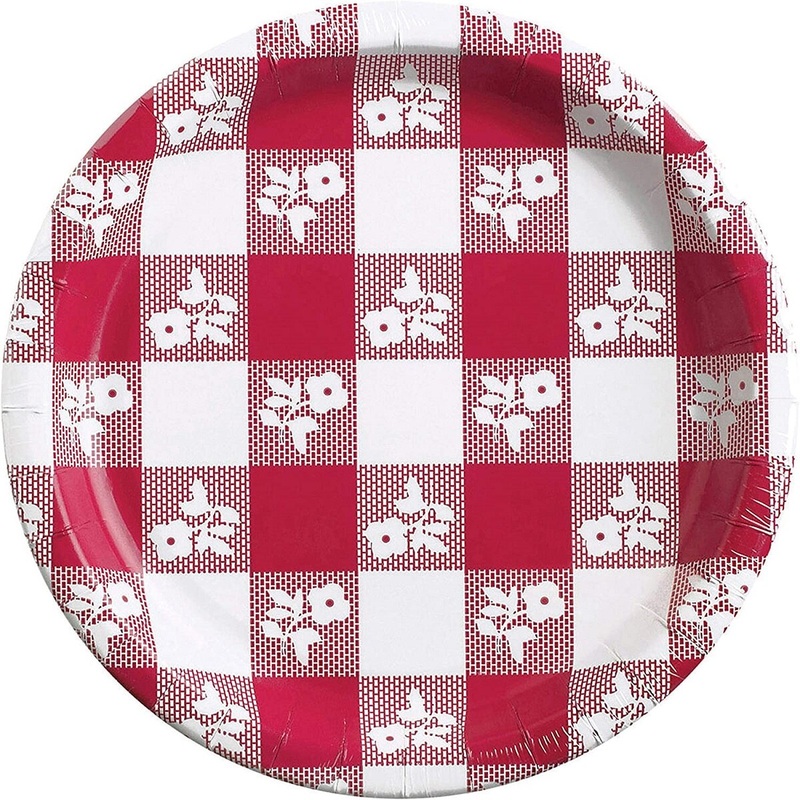 9 Red Gingham Paper Plate