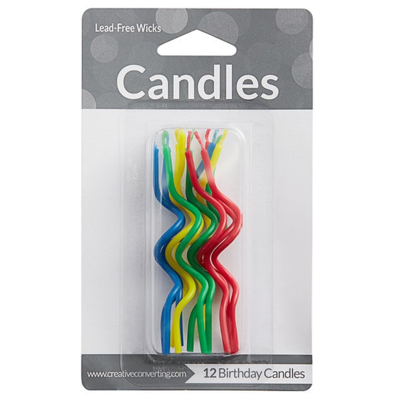 Crazy Curl Assorted Primary Color Candle