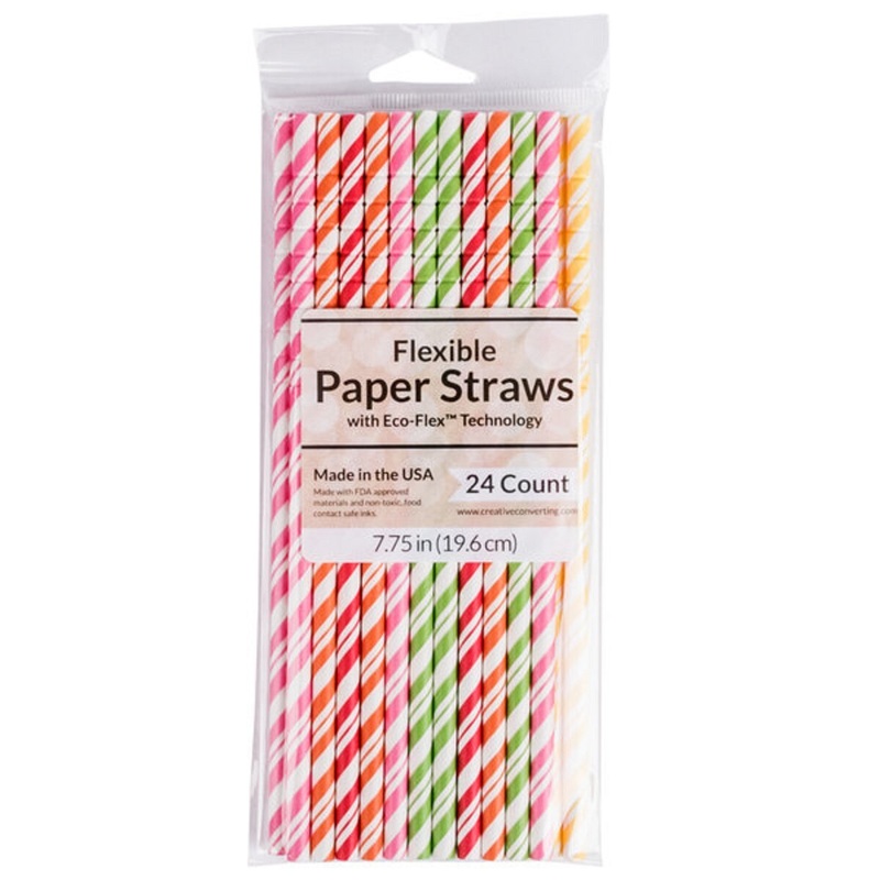 Creative Converting Colors/White Stripe Paper Straw