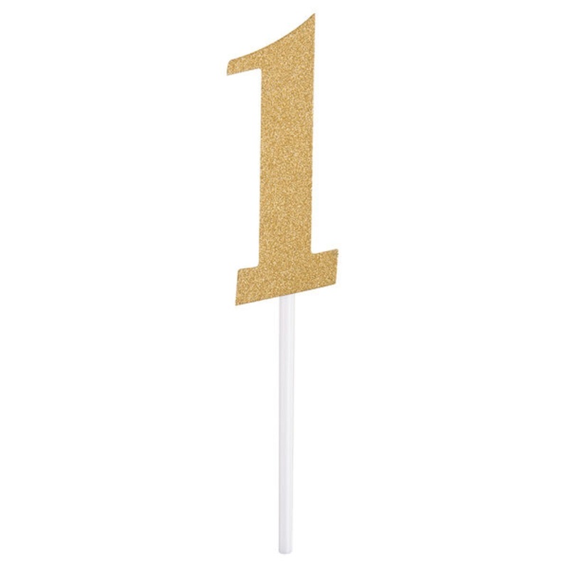 Gold Glitter #1 Cake Topper