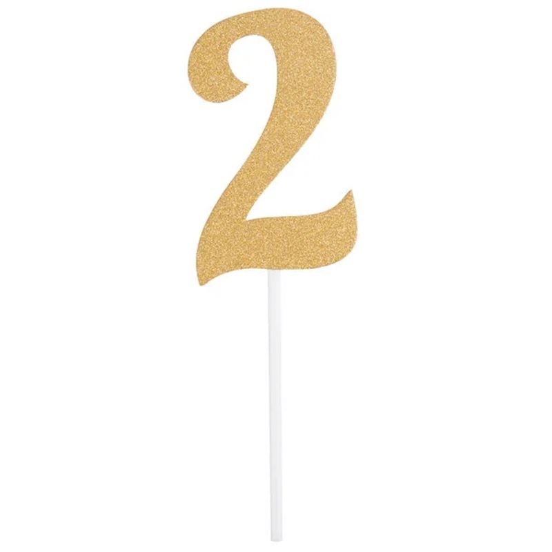 Gold Glitter #2 Cake Topper