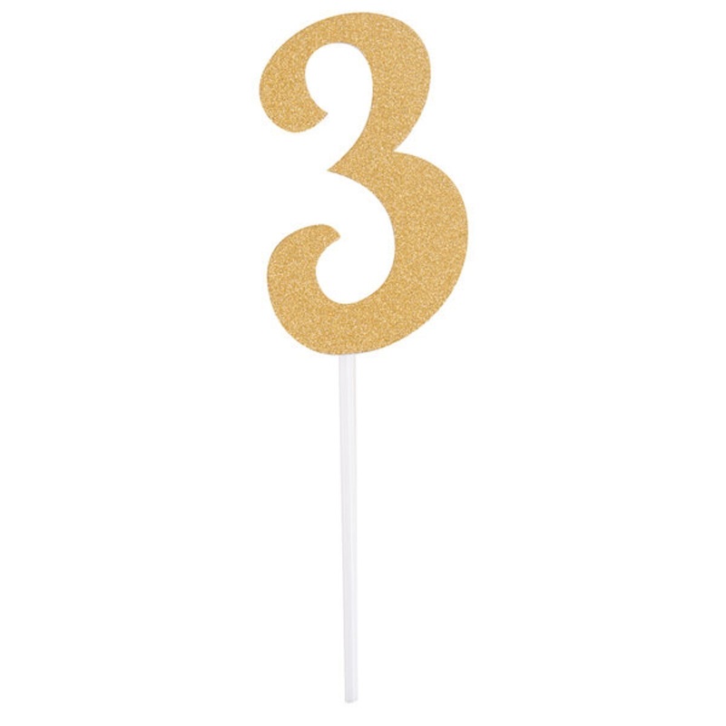 Gold Glitter #3 Cake Topper