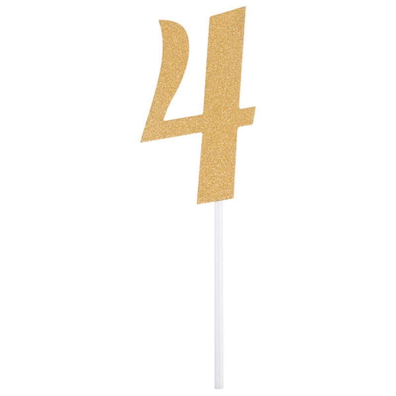 Gold Glitter #4 Cake Topper