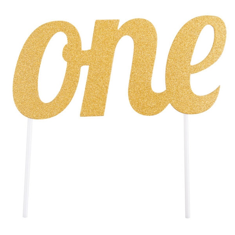Gold Glitter One Cake Topper