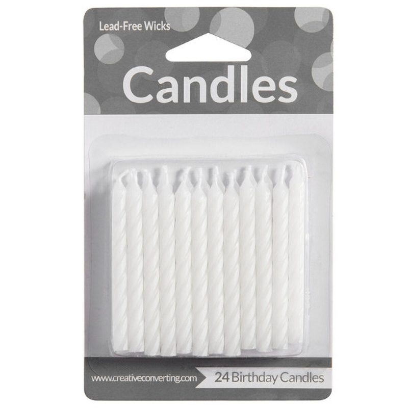 White Striped 24-Count Party Candles