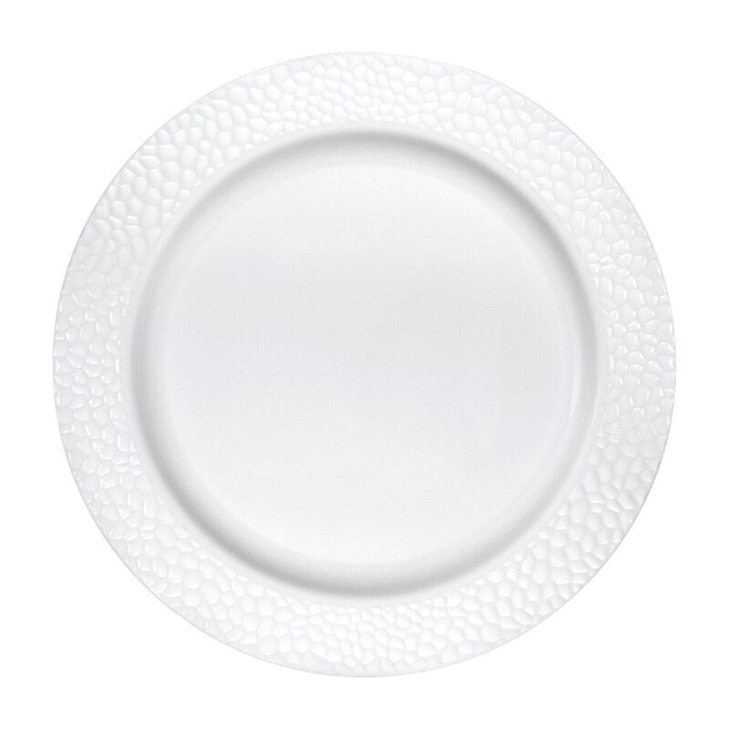 10 White Pebble Plastic Plate