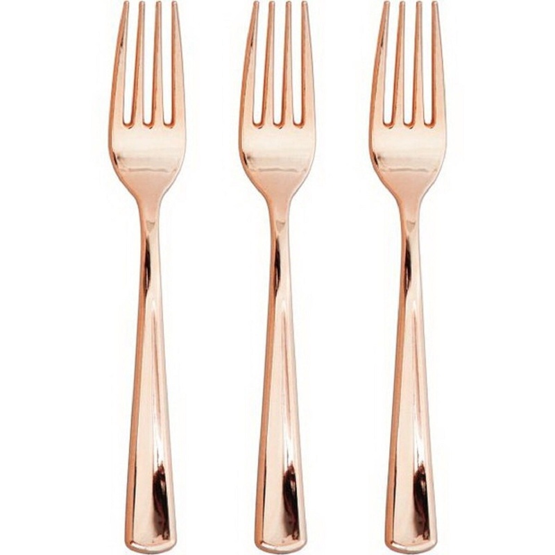 24-Pc Metallic Rose Gold Fork Set