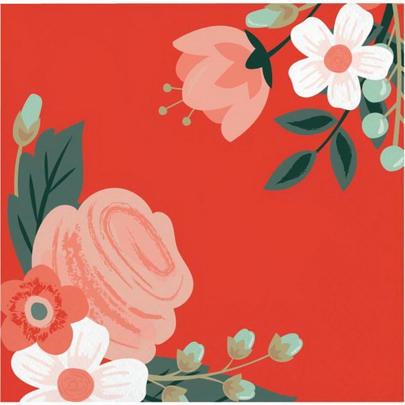 3 Ply Modern Floral Beverage Napkin