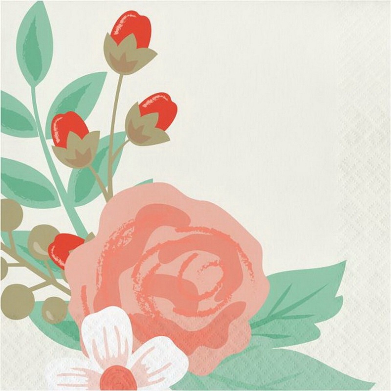 3 Ply  Modern Floral Luncheon Napkin