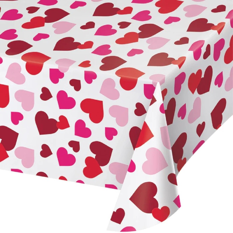 54 x 102 Hearts Plastic Table Cover