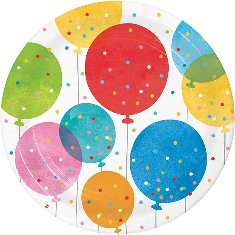 7 Confetti Ballons Paper Plate