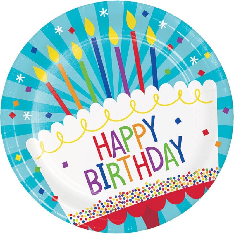9 Birthday Cake Paper Plates