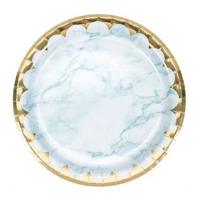 9 Blue Marble Paper Plates