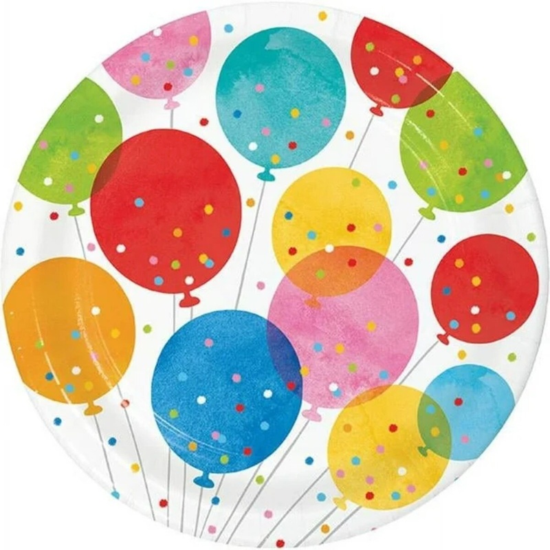 9 Confetti Balloons Paper Plate