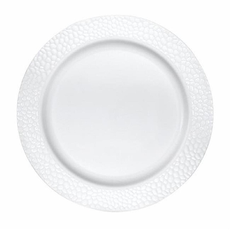 9 White Pebble Plastic Plate