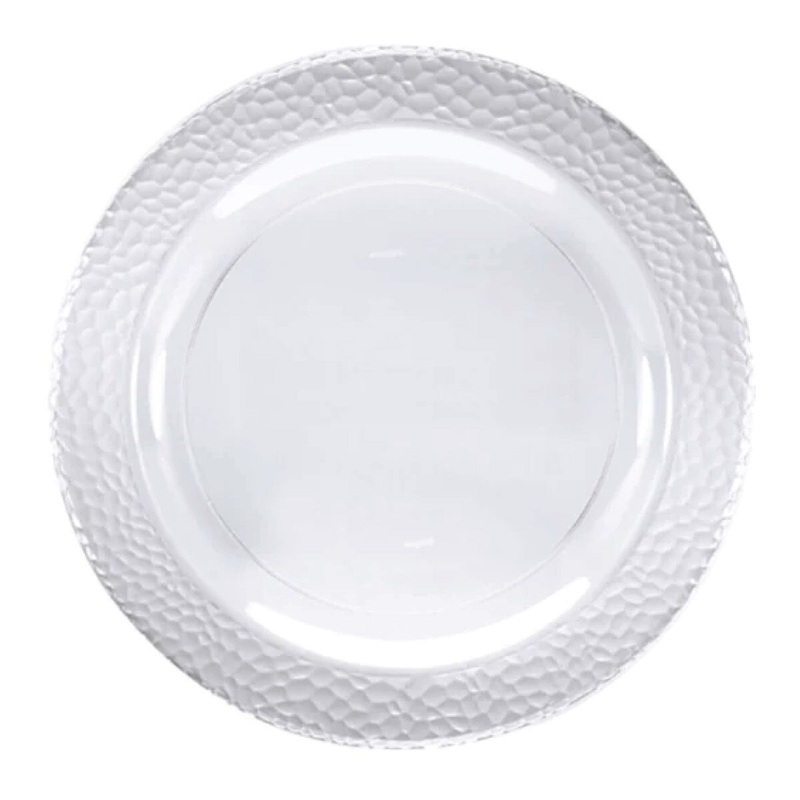 Clear Plastic Pebbled Dinner Plates – 10