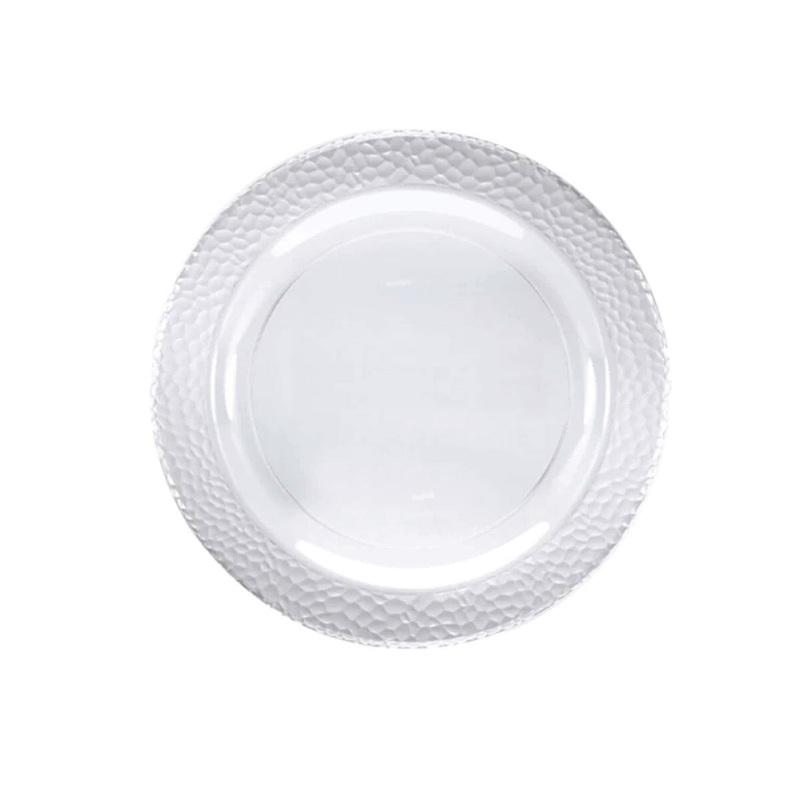Clear Plastic Pebbled Dinner Plates – 7