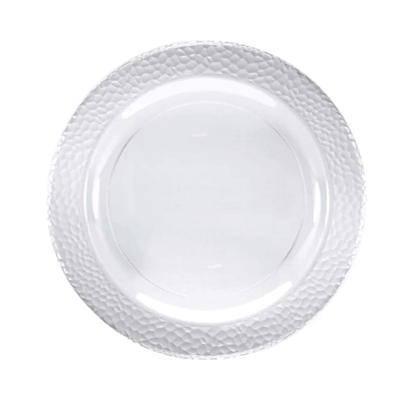 Clear Plastic Pebbled Dinner Plates – 9