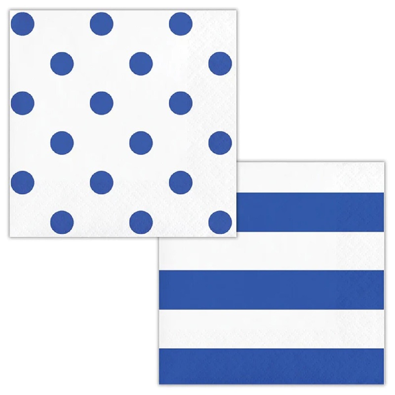 Dots & Stripes Cobalt Beverage Napkin