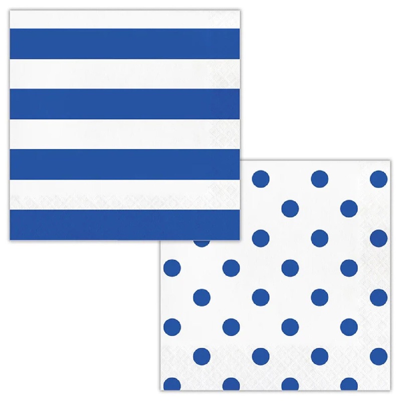 Dots & Stripes Cobalt Luncheon Napkin