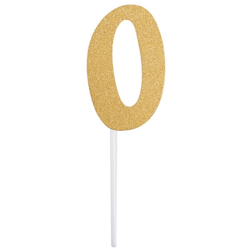 Gold Glitter #0 Cake Topper