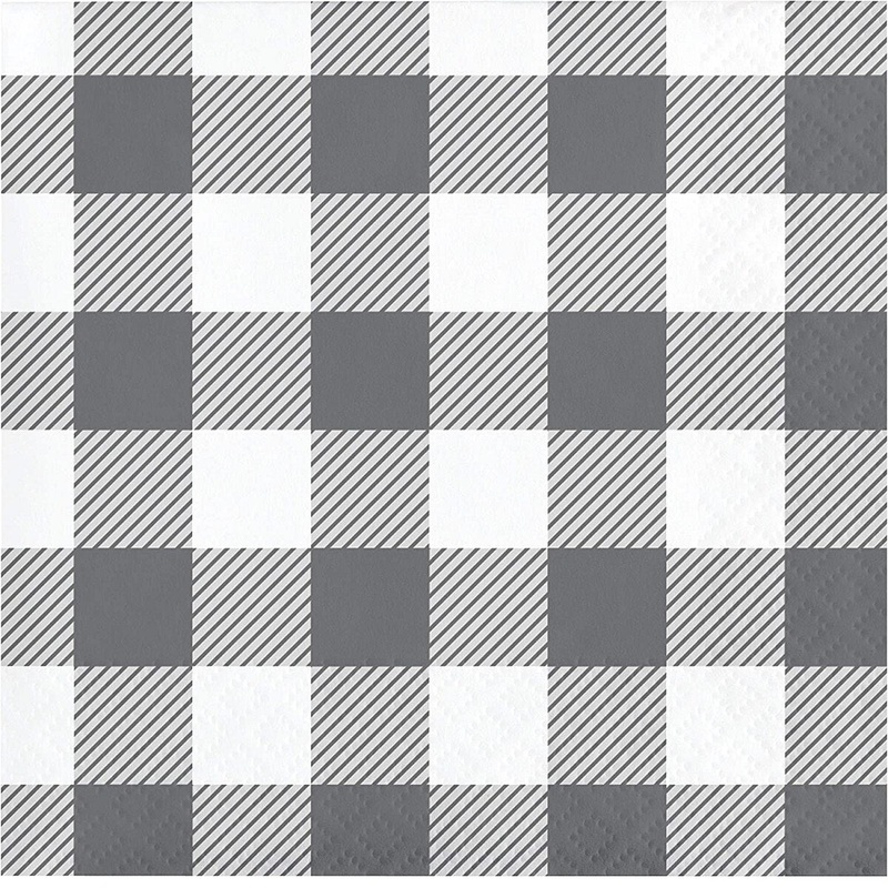 Gray and White Beverage Napkin