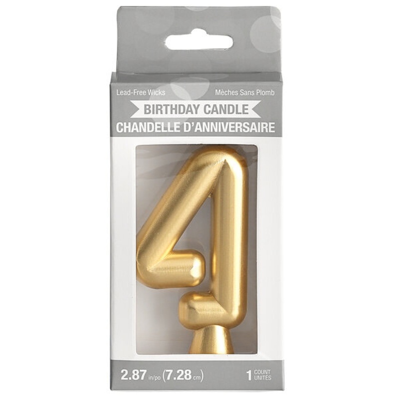 Number 4 Gold Candle