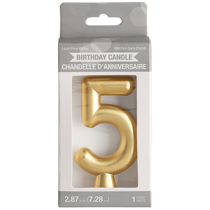 Number 5 Gold Candle