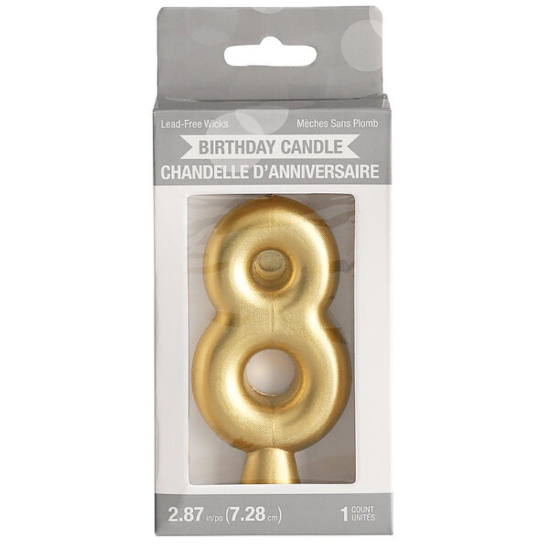 Number 8 Gold Candle