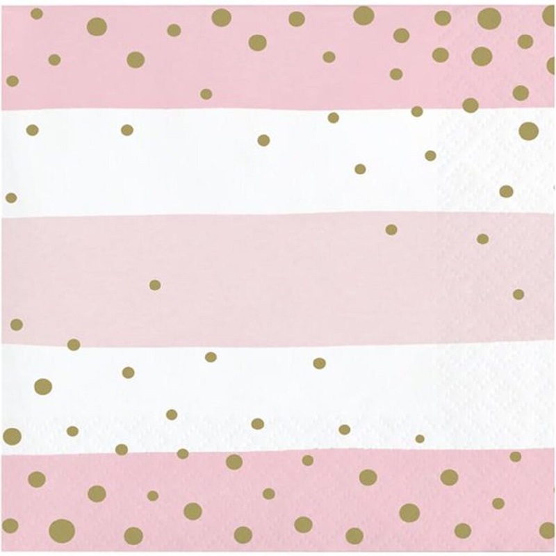 Pink and Gold Beverage Napkin